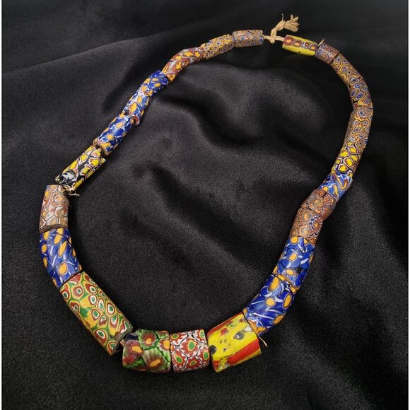 Antique African Millefiori Trade Bead Necklace With Colorful Glass Beads - Picture 1 of 5
